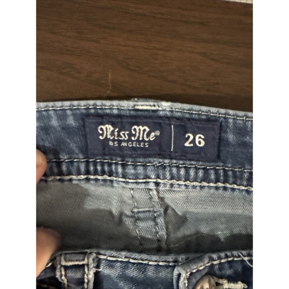Miss Me Hailey Skinny Blue Jeans Womens 26‎ (FITS 26 X 29) Thick Stitch Bling - Picture 5 of 12